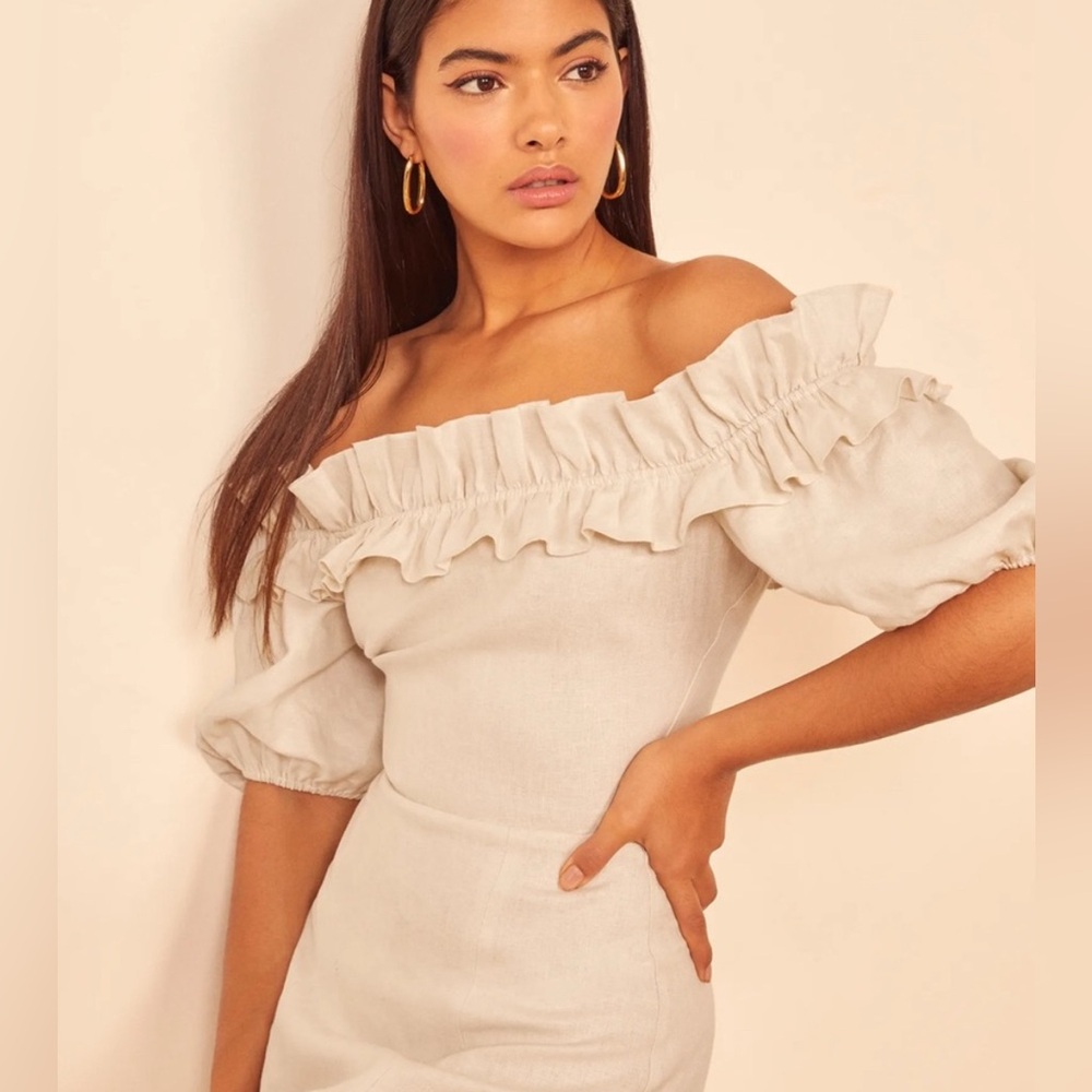 Reformation Marley Off Shoulder Midi Dress, Size 2 - Picture 2 of 12